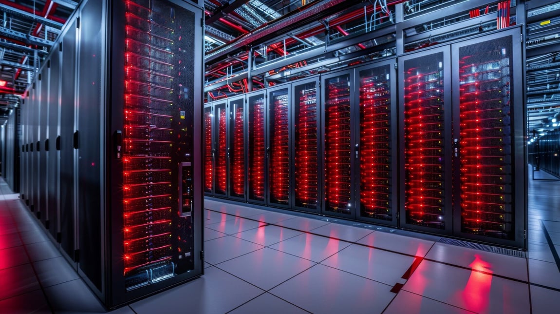 A data center with modular server racks and scalable cloud storage solutions