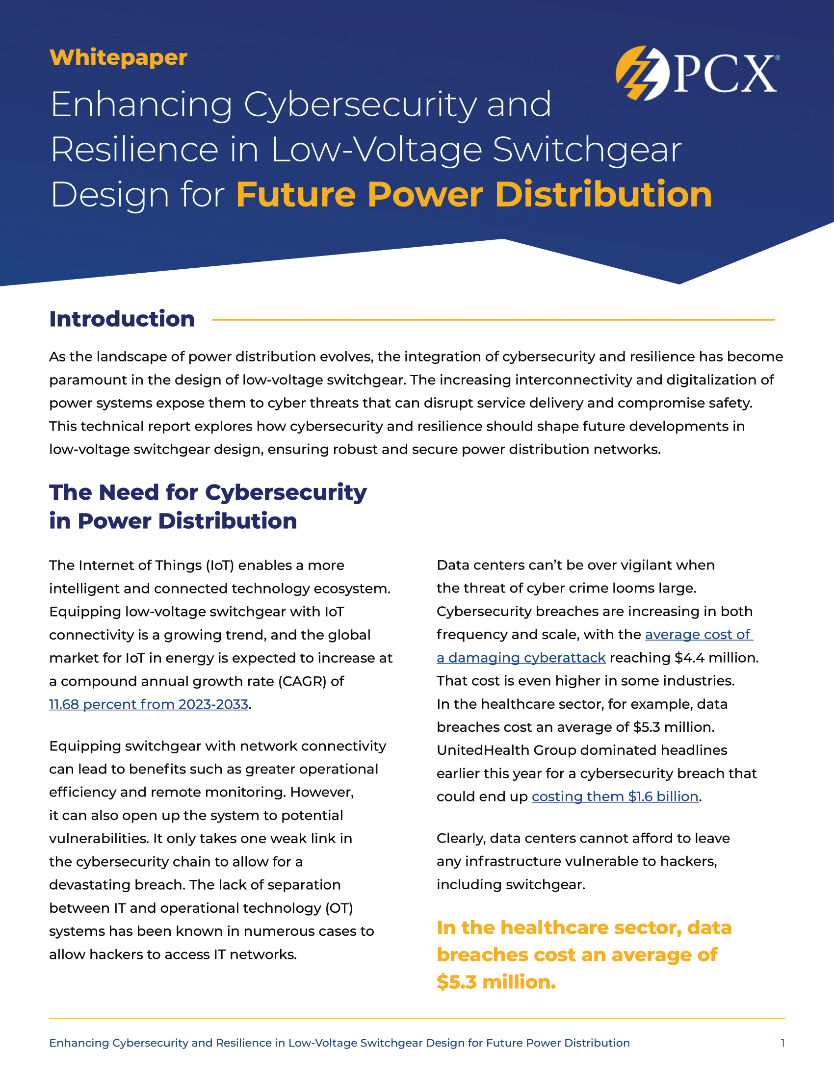 Enhancing Cybersecurity and Resilience in Low-Voltage Switchgear Design for Future Power Distribution Whitepaper