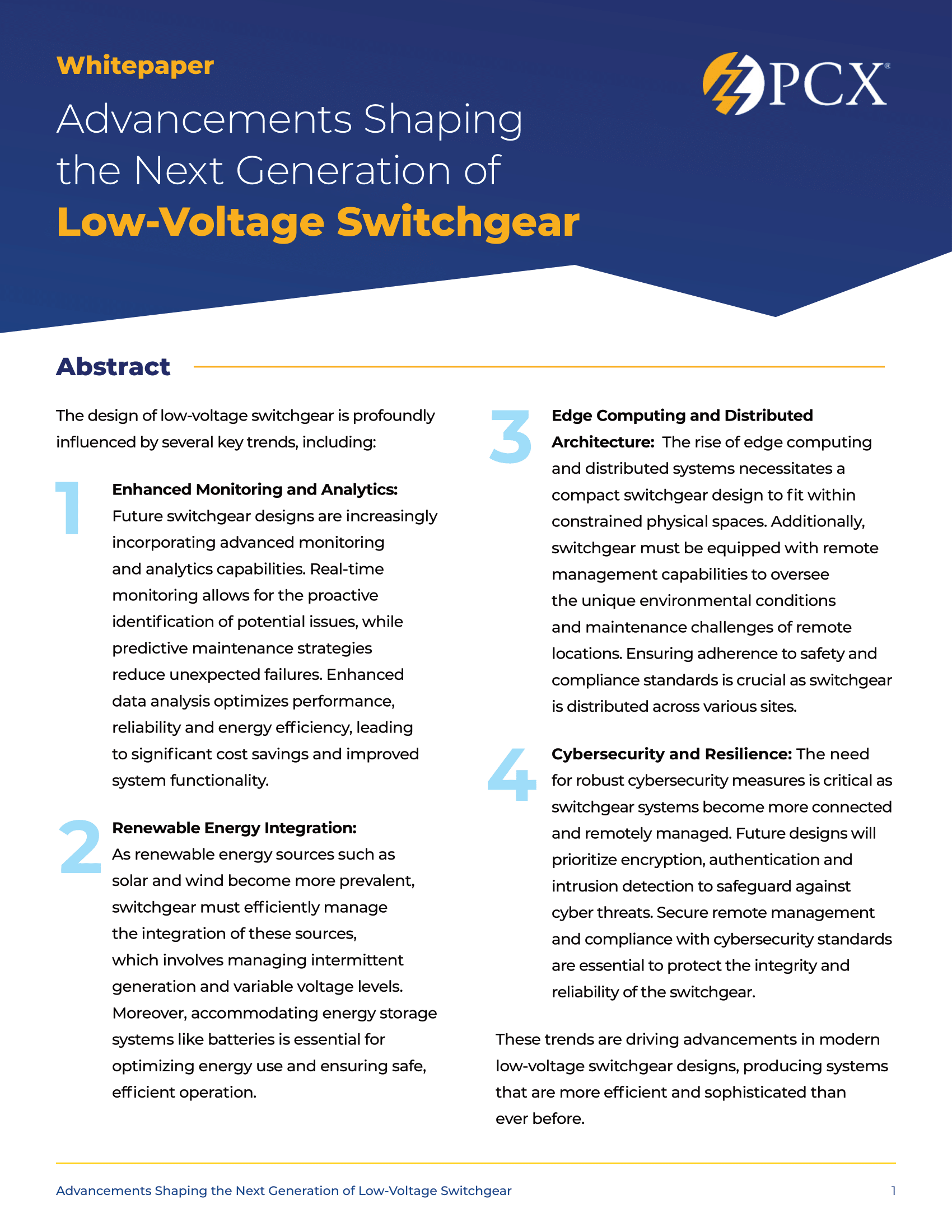 Advancements Shaping the Next Generation of Low-Voltage Switchgear Whitepaper