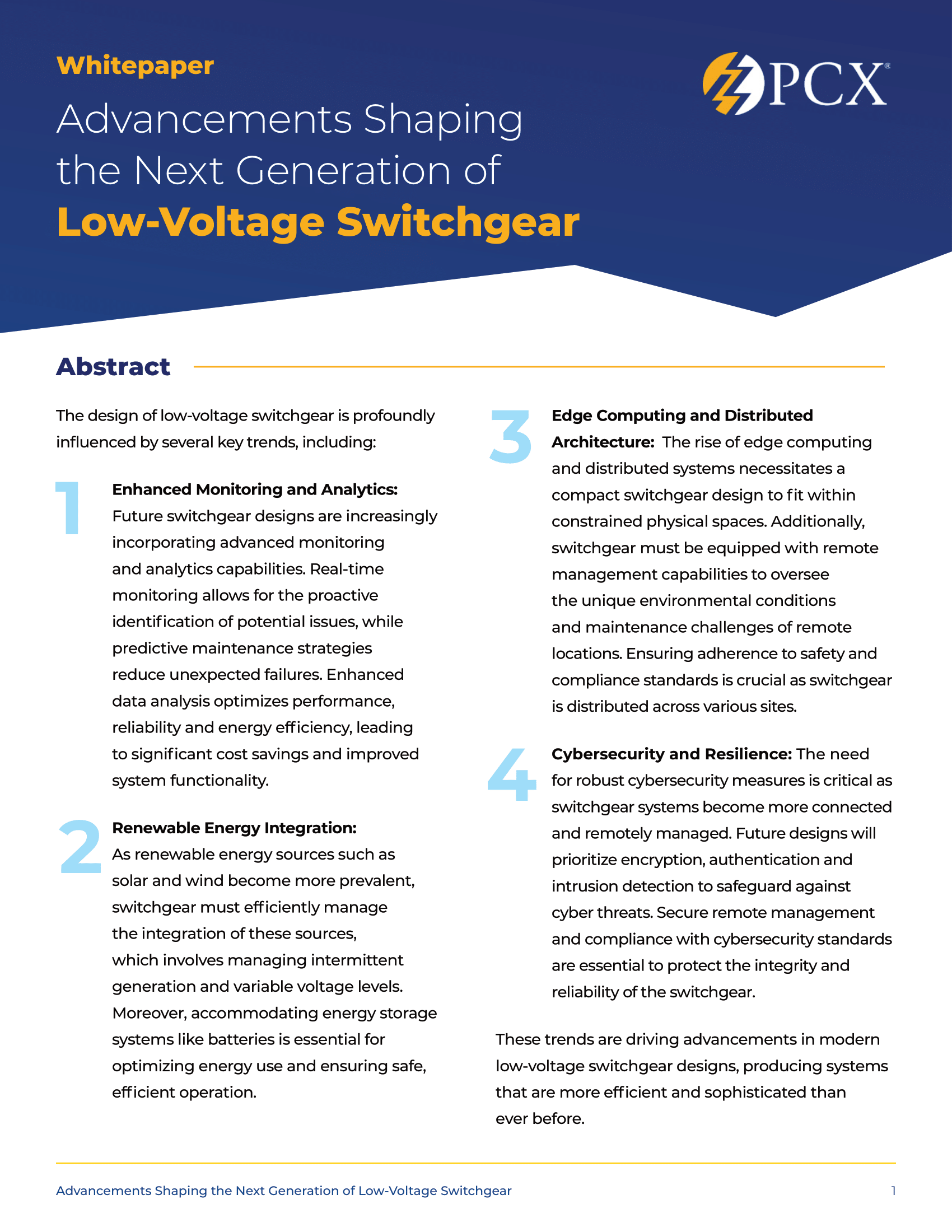 Advancements Shaping the Next Generation of Low-Voltage Switchgear